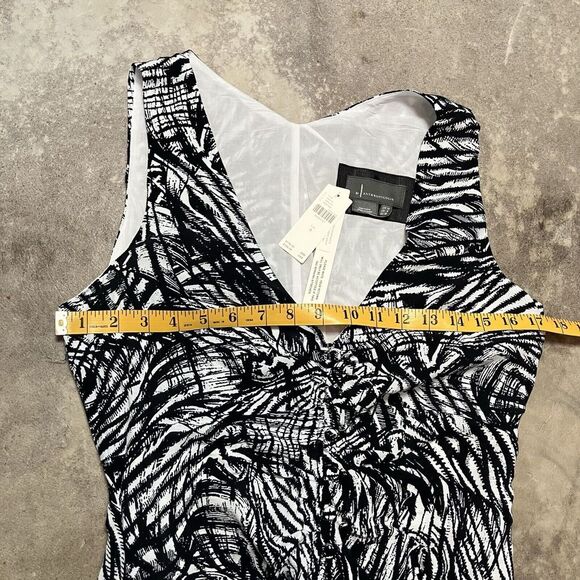 Anthropologie Dress Womens 8 V-Neck Ruched Front Slit Maxi Long Black Printed - Picture 2 of 11